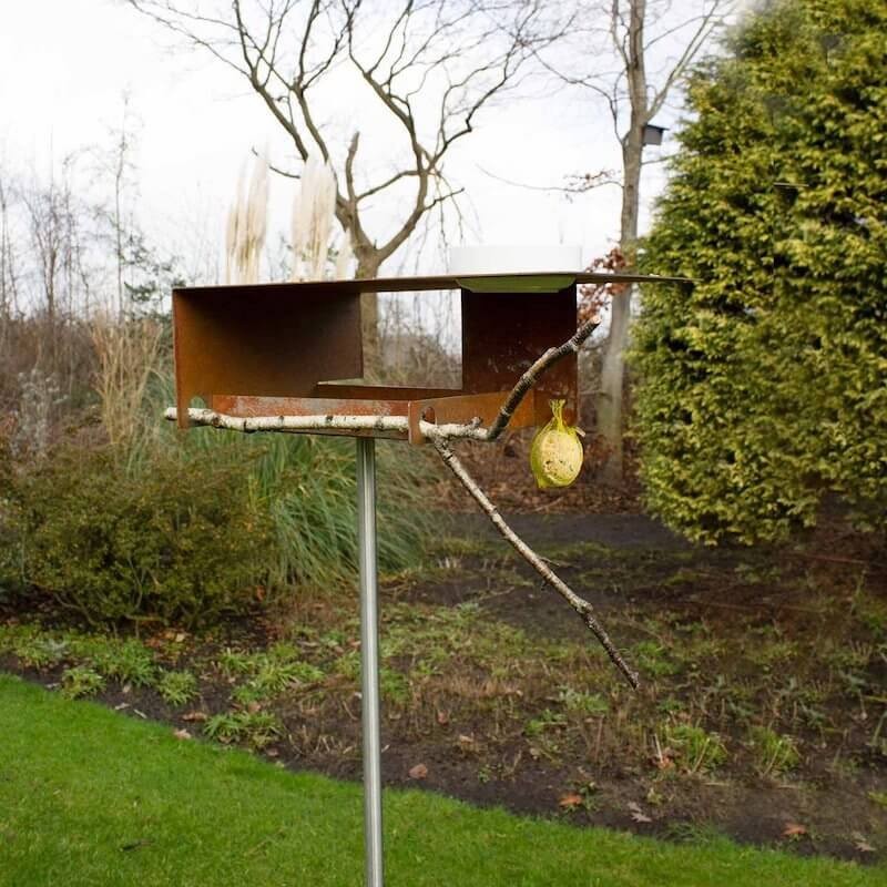 Bauhaus voederhuisje Groot dak Cortenstaal