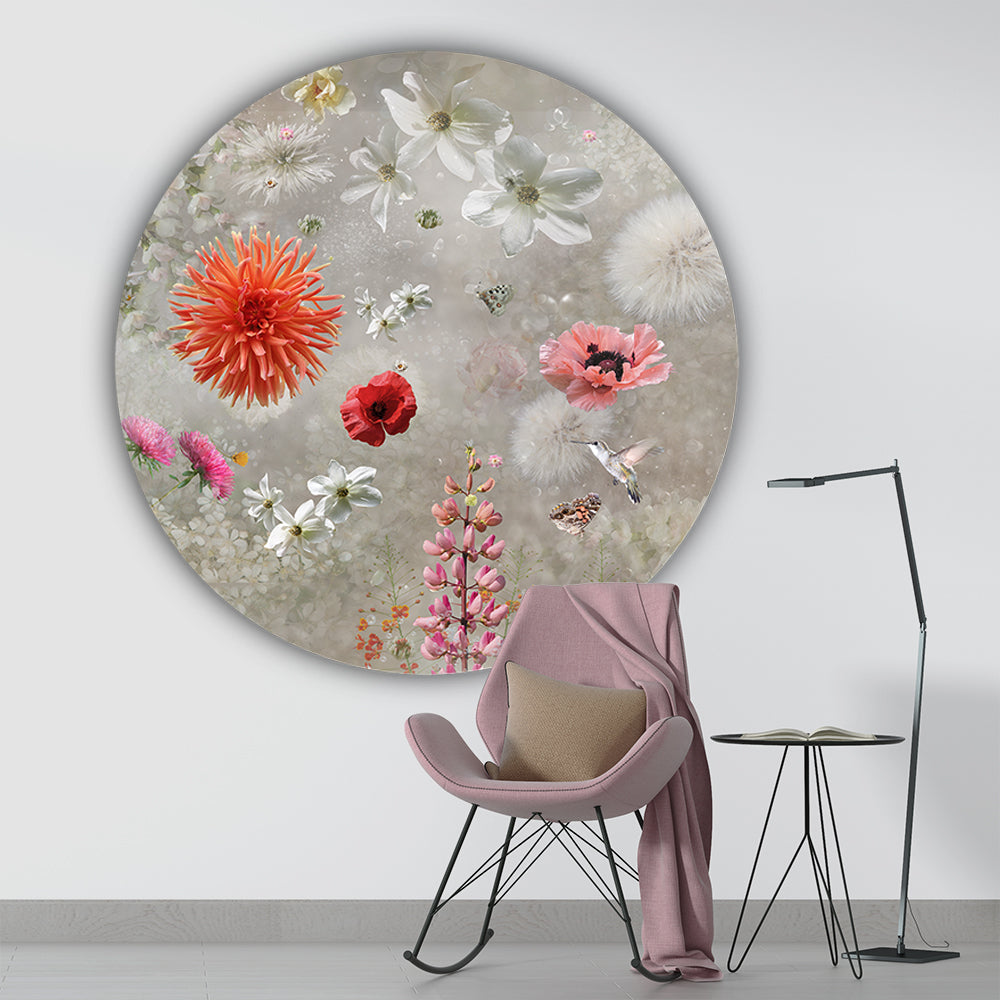 Behangcirkel Misty Poppy ⌀ 130 cm