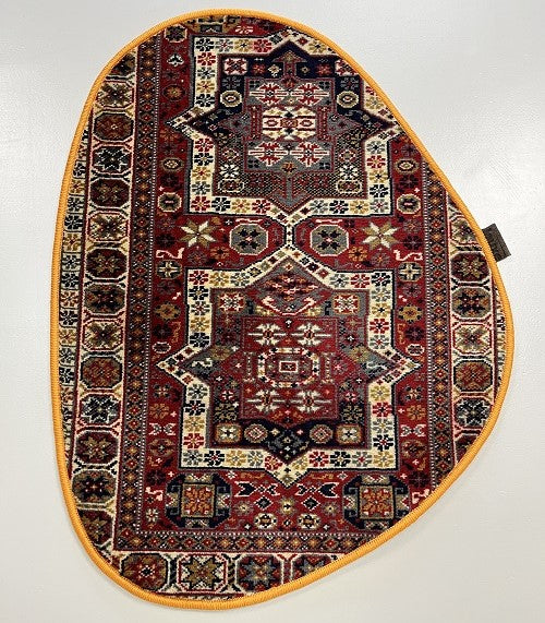 Vintage tapijt donkerblauw/rood/crème/geel van kleur