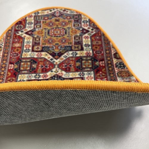 Vintage tapijt donkerblauw/rood/crème/geel van kleur