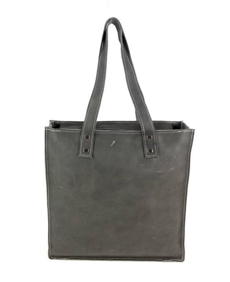 Grijs leder shopper