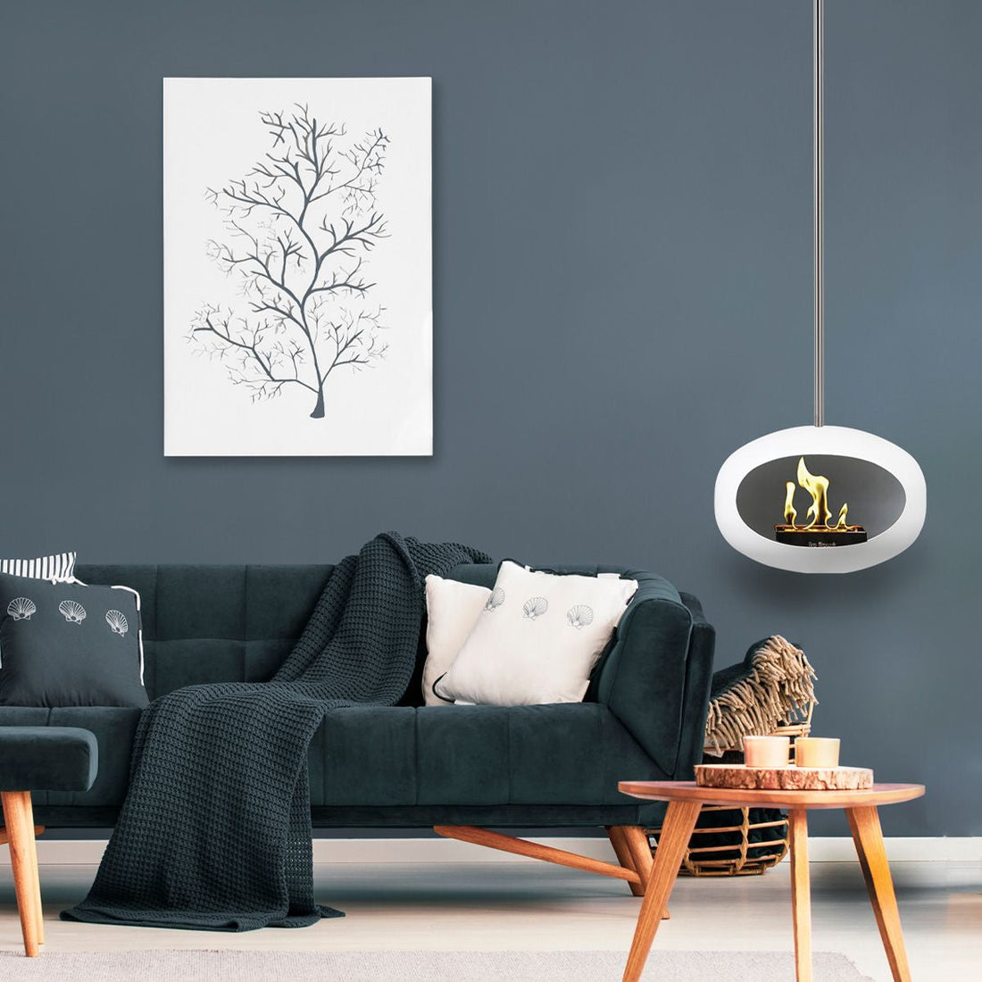 Le Feu White Sky Haard Hangend 140 cm - RVS stang