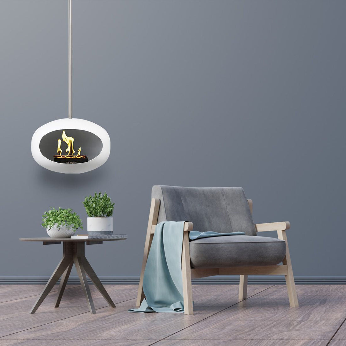 Le Feu White Sky Haard Hangend 120 cm - RVS stang