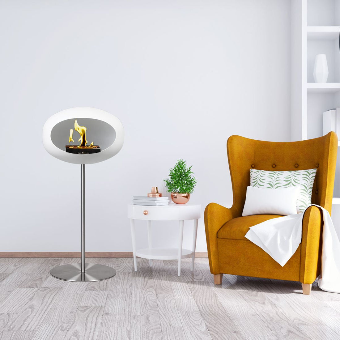 Le Feu White Steel High Haard - RVS stang/voetplaat