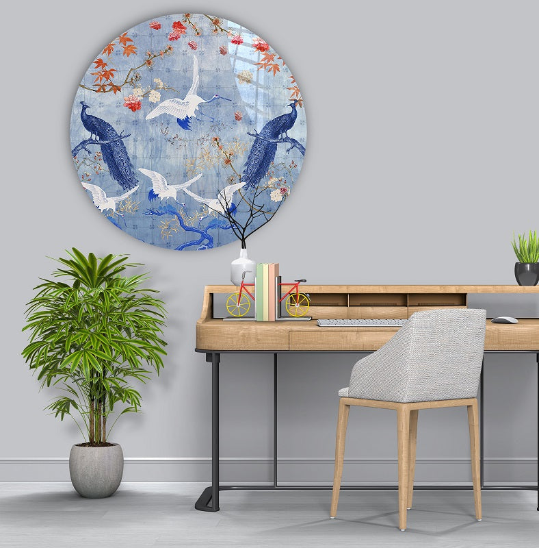 Behangcirkel Plexiglas ⌀ 100 cm Delft Blue