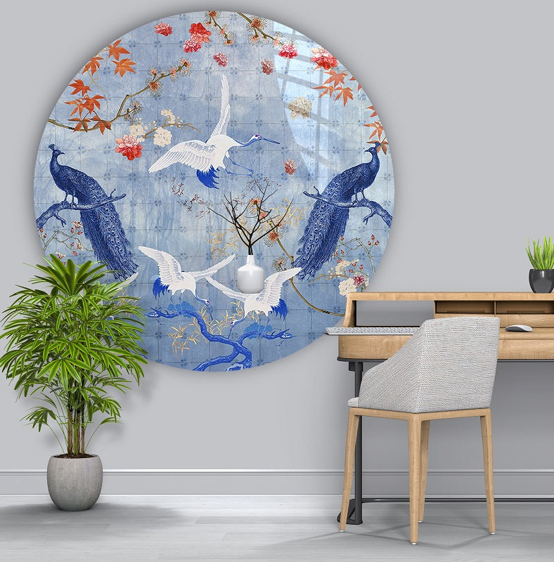 Behangcirkel Plexiglas ⌀ 130 cm Delft Blue