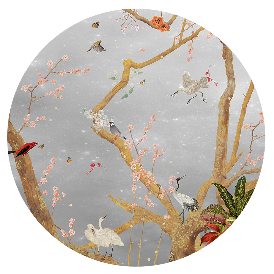 Behangcirkel ⌀ 100 cm Mystic Garden Grey