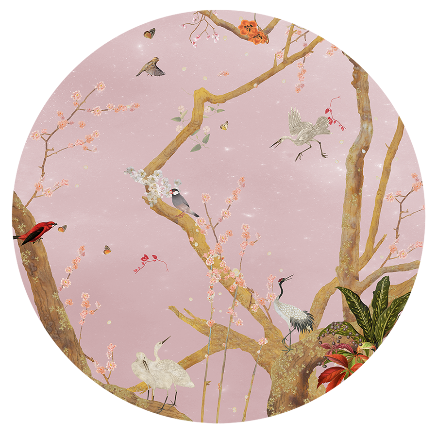 Behangcirkel ⌀ 100 cm Mystic Garden Pink