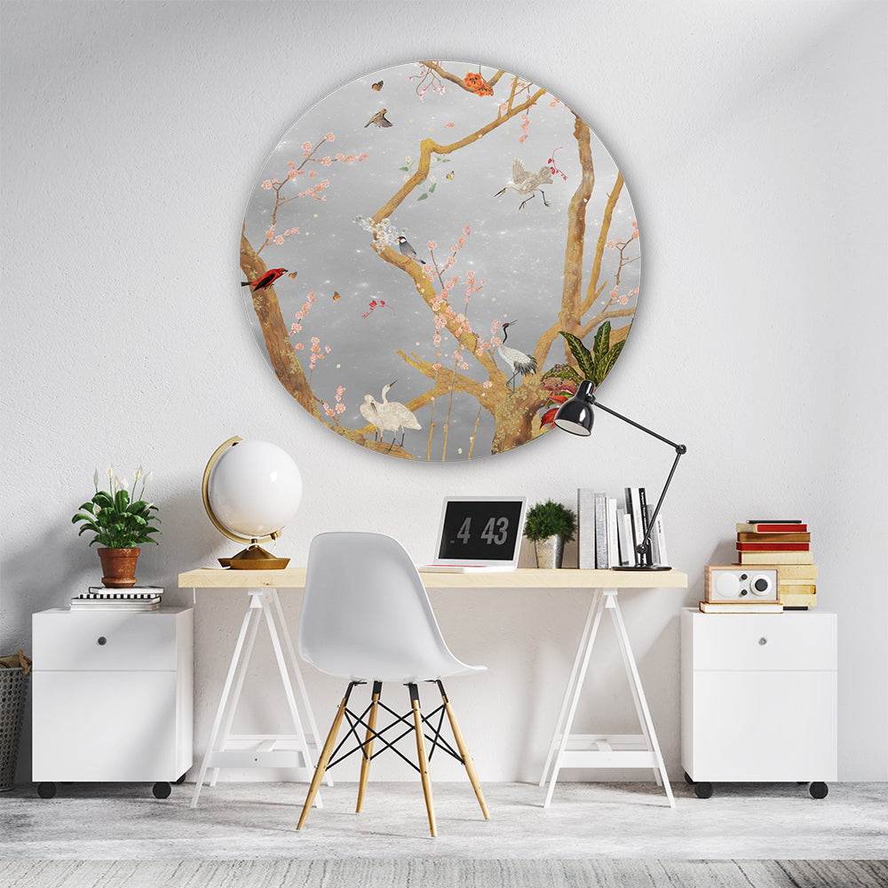 Behangcirkel ⌀ 100 cm Mystic Garden Grey