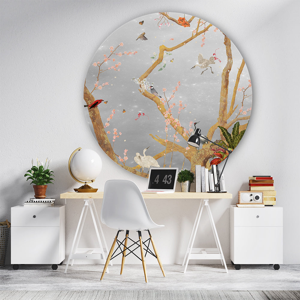 Behangcirkel ⌀ 130 cm Mystic Garden Grey