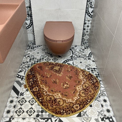 Vintage tapijt roze, okerkleurig