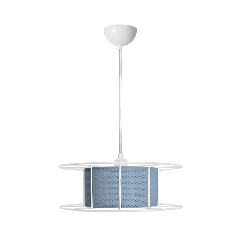 Hanglamp SPOOL Wit met Skin Blauw