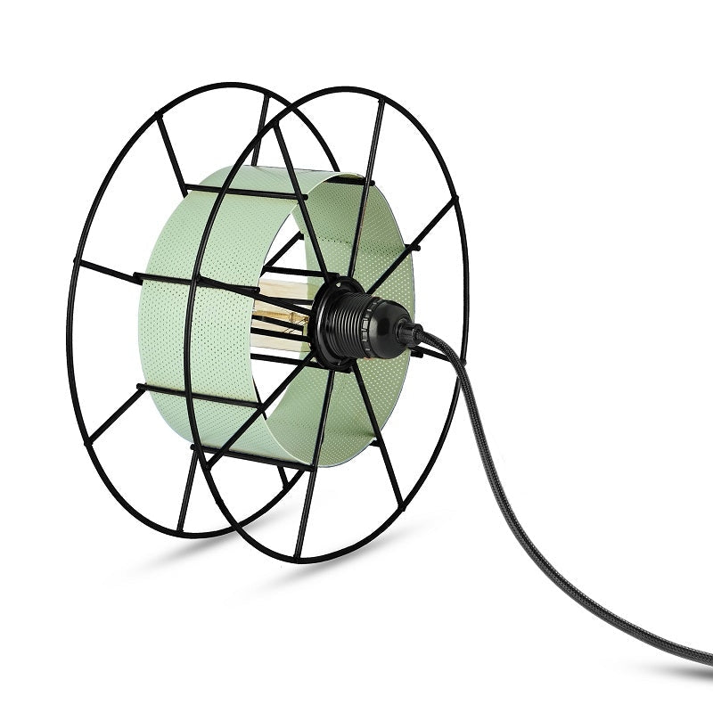 Vloerlamp SPOOL Zwart met Skin Groen