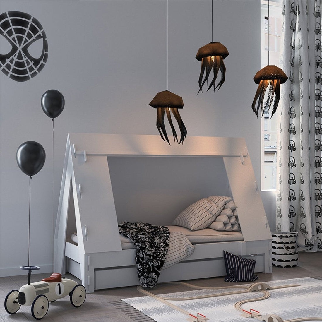 Jellyfish Paper Lantern Zwart