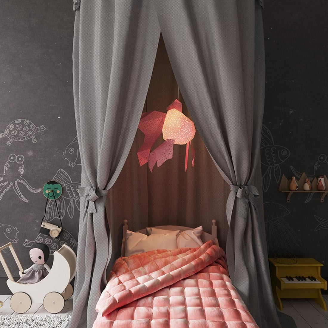 Fish Paper Lantern Roze